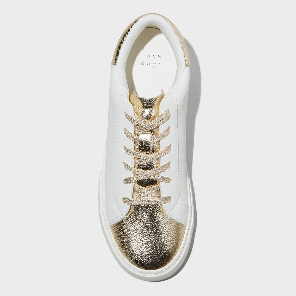 a new day White and Metallic Gold Low-Top Sneakers - Picture 3 of 4